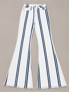 Cello Striped Super Flare Bell Bottom Jeans Women’s 5 70s Boho